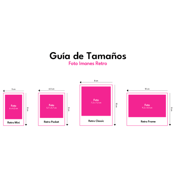 guia de tamaños foto imanes retro